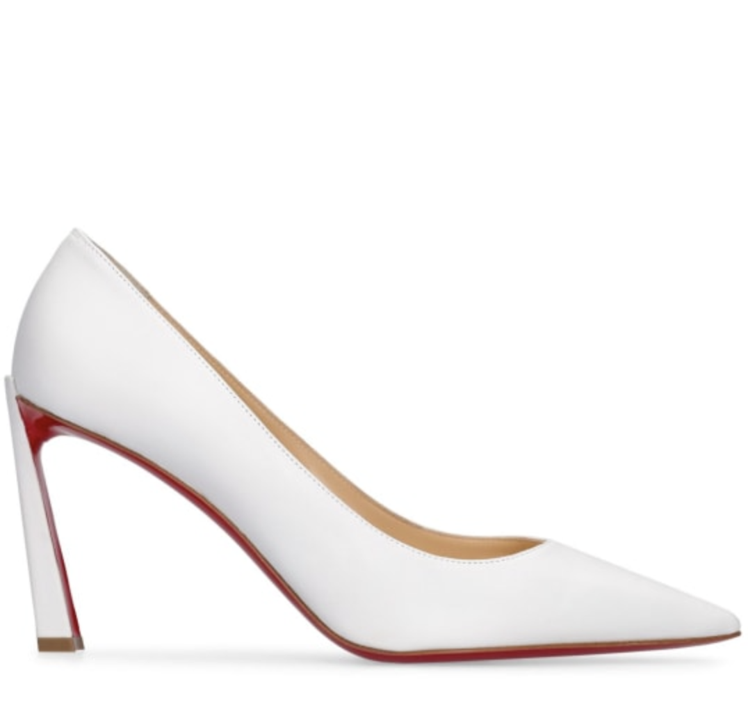 White Christian Louboutin Condora pointed-toe leather pump with red sole