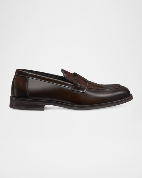 Dark brown Stuart Weitzman Men’s Club brushed leather slip-on loafer