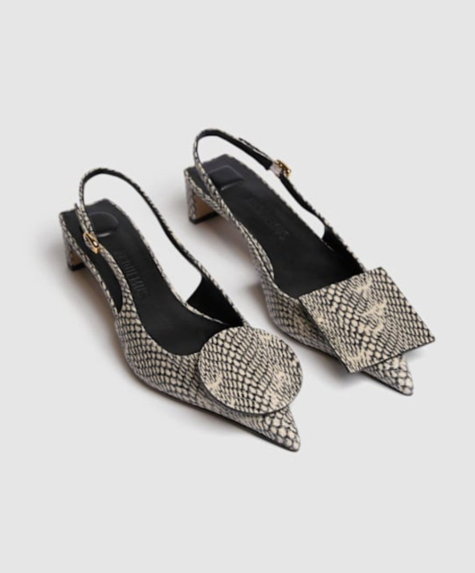 Patterned Jacquemus slingback pumps with low block heels