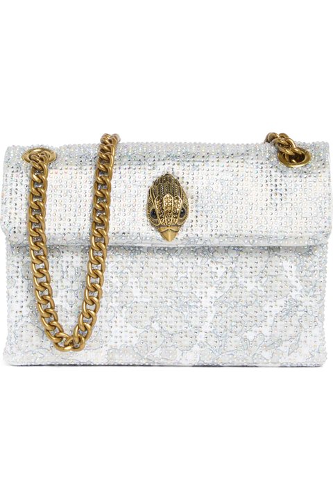 Silver crystal Kurt Geiger London Mini Fabric Kensington crossbody bag