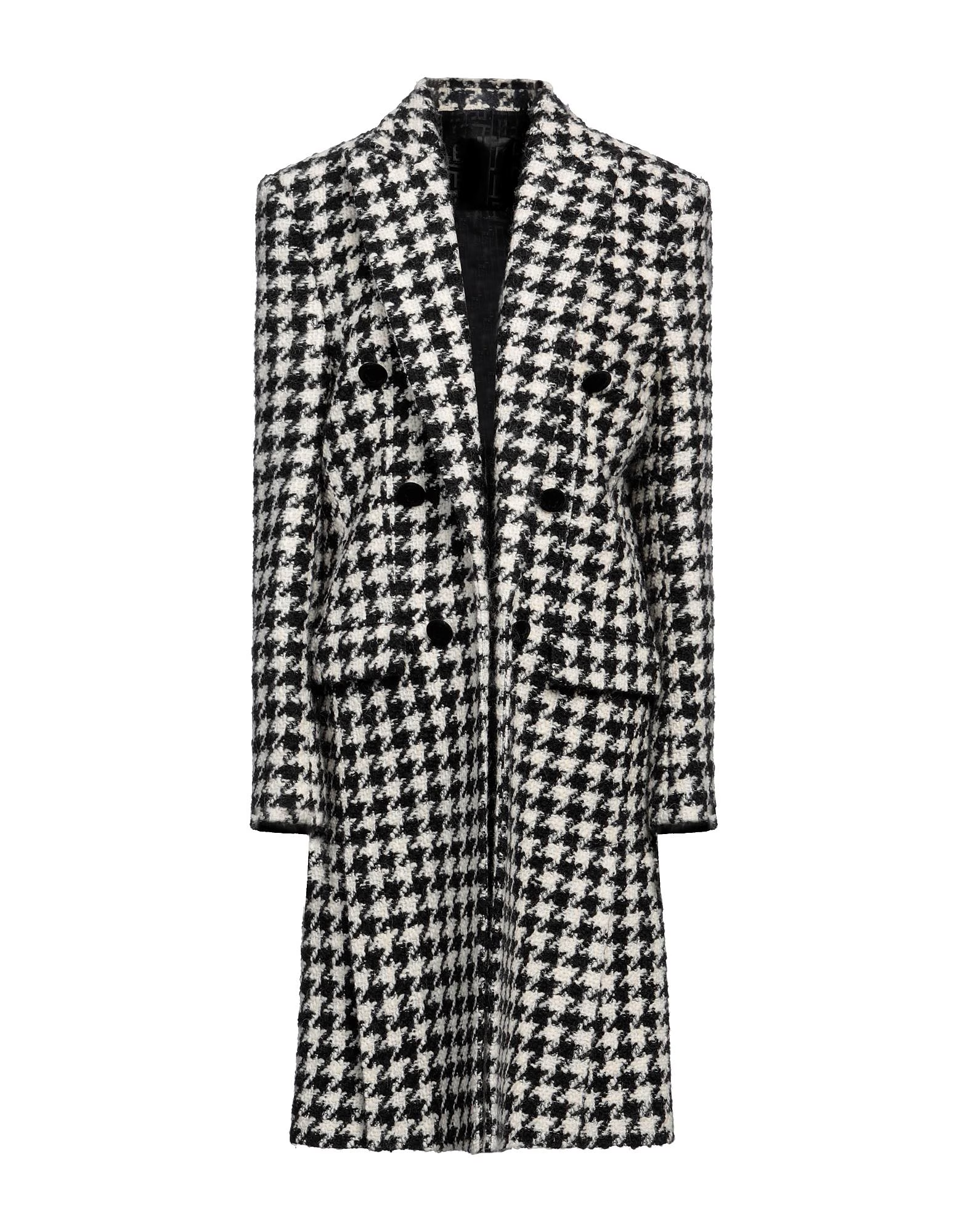 Black and white houndstooth Balmain double-breasted coat