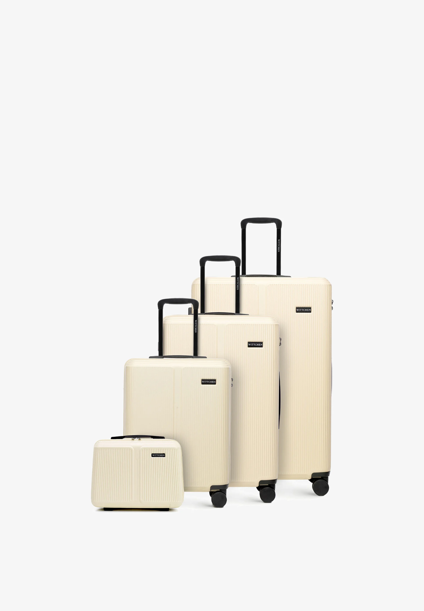 Beige Wittchen Stripes Line luggage set with matching wash bag