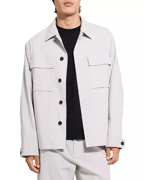 Theory light gray Mod Field Jacket in crunch linen blend